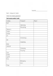 English worksheet: Past tense - irregular verbs
