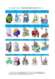 English Worksheet: Flashcard:Transportation Set 2