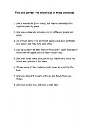 English Worksheet: Find and Correct the Mistake(s) in these Sentences