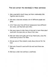 English worksheet: Find and Correct the Mistake(s) in these Sentences