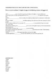 English worksheet: First and Second Conditional