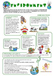 English Worksheet: ENVIRONMENTAL PROBLEMS: some SOLUTIONS