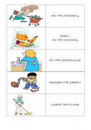 English Worksheet: HOUSEHOLD CHORES FLASH CARDS