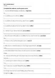English Worksheet: Conditionals/ Id rather/ Provided that