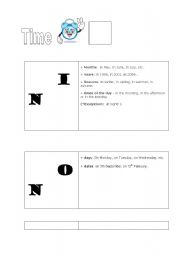English worksheet: Time prepositions (in - on -at)