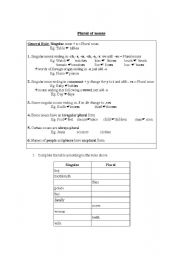 English worksheet: PLURAL