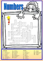 English Worksheet: Crossword number 0-100