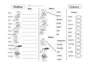 English Worksheet: Clothes and colours