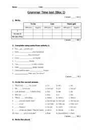 English worksheet: Grammar Test