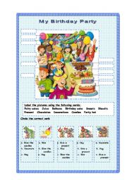 English Worksheet: My Birthday Party