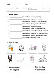 English worksheet: The odd one out