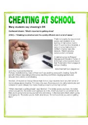 English Worksheet: CHEATING AT SCHOOL