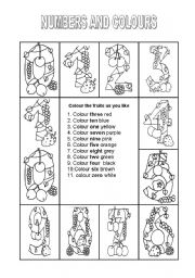 English Worksheet: numbers from 0 to 10 to color