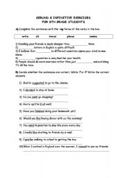 English worksheet: Gerunds & Infinitives