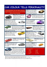 English Worksheet: Car colour tells personality