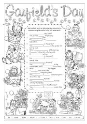 English Worksheet: What did Garfield do yesterday? (2)