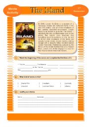 English Worksheet: Movie Activity - The Island