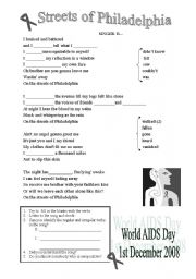 English Worksheet: Streets of Filadelfia- AIDS DAY