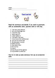 English Worksheet: Choosing punctuation