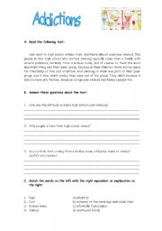 English Worksheet: Addictions