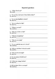 English Worksheet: Reported questions