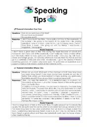 English Worksheet: SPEAKING TIPS