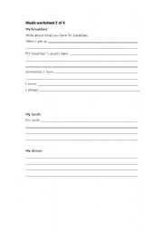 English worksheet: Meal worksheet 2 of 4