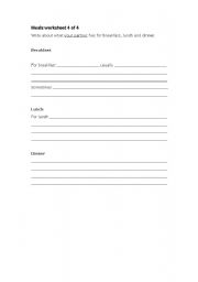 English worksheet: Meal worksheet 4 of 4