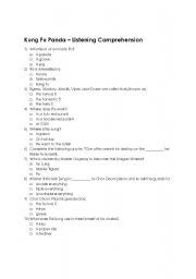 English Worksheet: Kung Fu Panda - Listening Comprehension