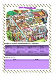 English Worksheet: School Places and People