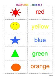 English Worksheet: Colours Flash Cards