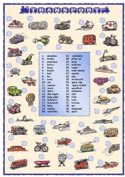 English Worksheet: Means of transport