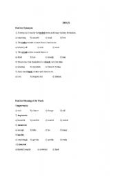 English worksheet: grammar and vocabulary test