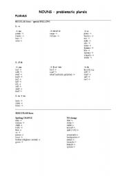 English worksheet: Nouns - problematic plurals