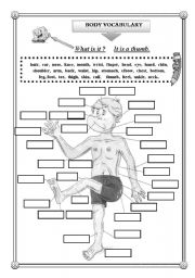 English Worksheet: Body voc B/W