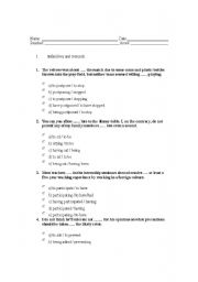 English Worksheet: Infinitives and Gerunds