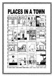 English Worksheet: PLACES IN THE TOWN (3 PAGES)