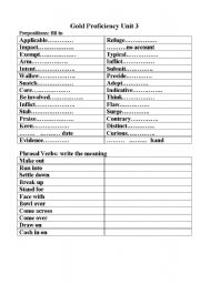 English Worksheet: Gold Proficiency unit 3