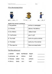 English worksheet: Occupations vocabulary worksheet