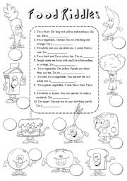 English Worksheet: food riddles