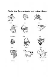 English worksheet: farm animals