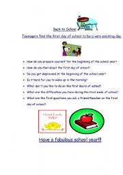 English Worksheet: Back to School
