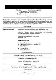 English Worksheet: My Cv