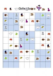 English Worksheet: Clothes Sudoku