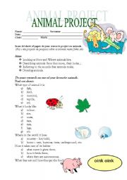 English Worksheet: Animal Project