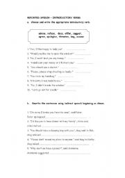 English Worksheet: Reported Speech - special introductory verbs