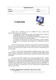 English Worksheet: cybercrime