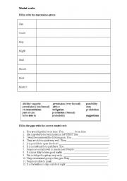 English worksheet: Modal verbs