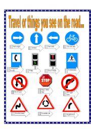 English Worksheet: Travel or things you see on the road