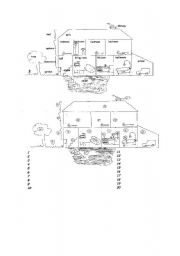 English worksheet: House rooms + test